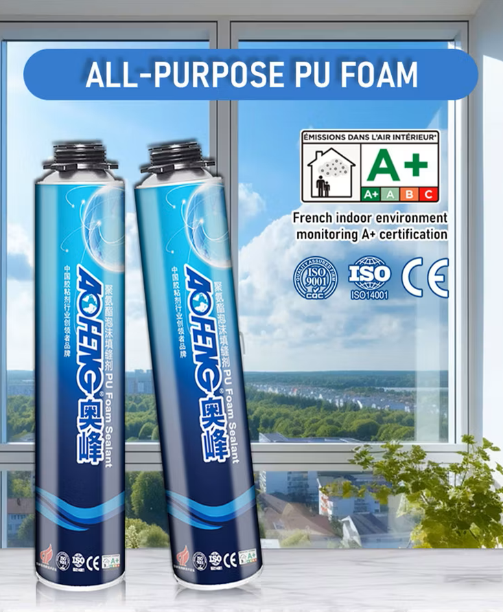 PU Foam Spray filling wall gaps for soundproofing and thermal insulation