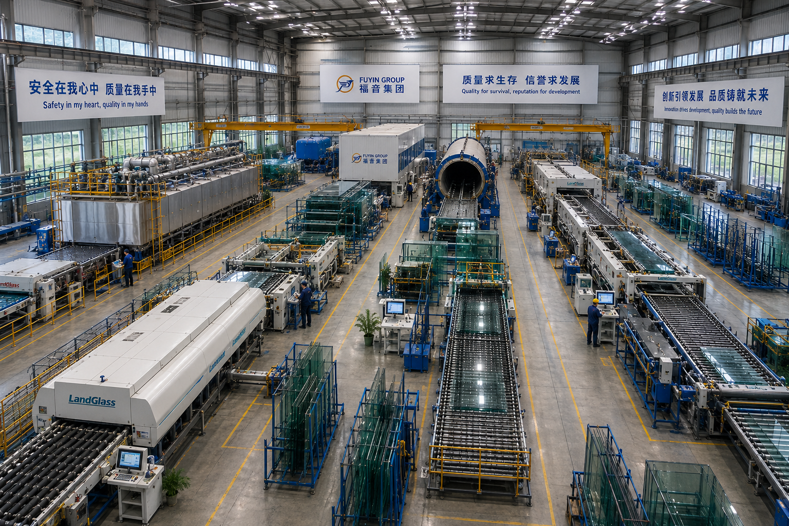 Modern Fuyin Group factory in China specializing in PVB film, SGP interlayer, EVA film, laminated glass materials and glass processing solutions