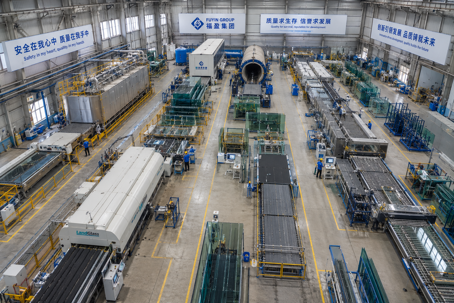 Modern Fuyin Group factory in China specializing in PVB film, SGP interlayer, EVA film, laminated glass materials and glass processing solutions